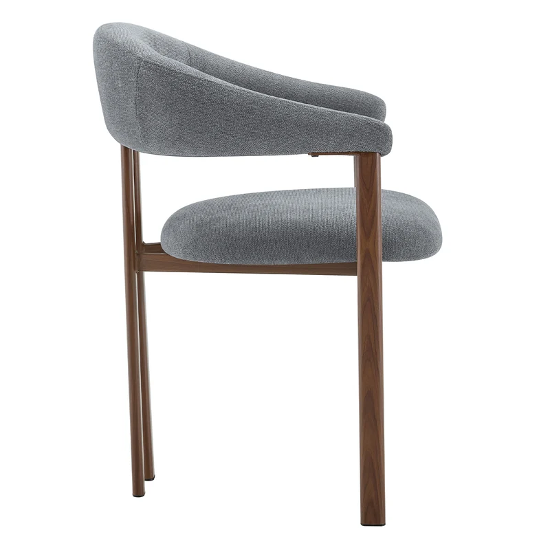 Lot de 2 chaises en lin gris clair, pieds métalliques effet bois noyer CLASSICCARTSET