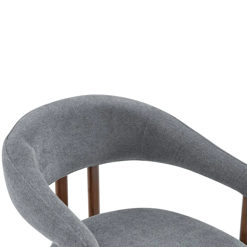 Lot de 2 chaises en lin gris clair, pieds métalliques effet bois noyer CLASSICCARTSET