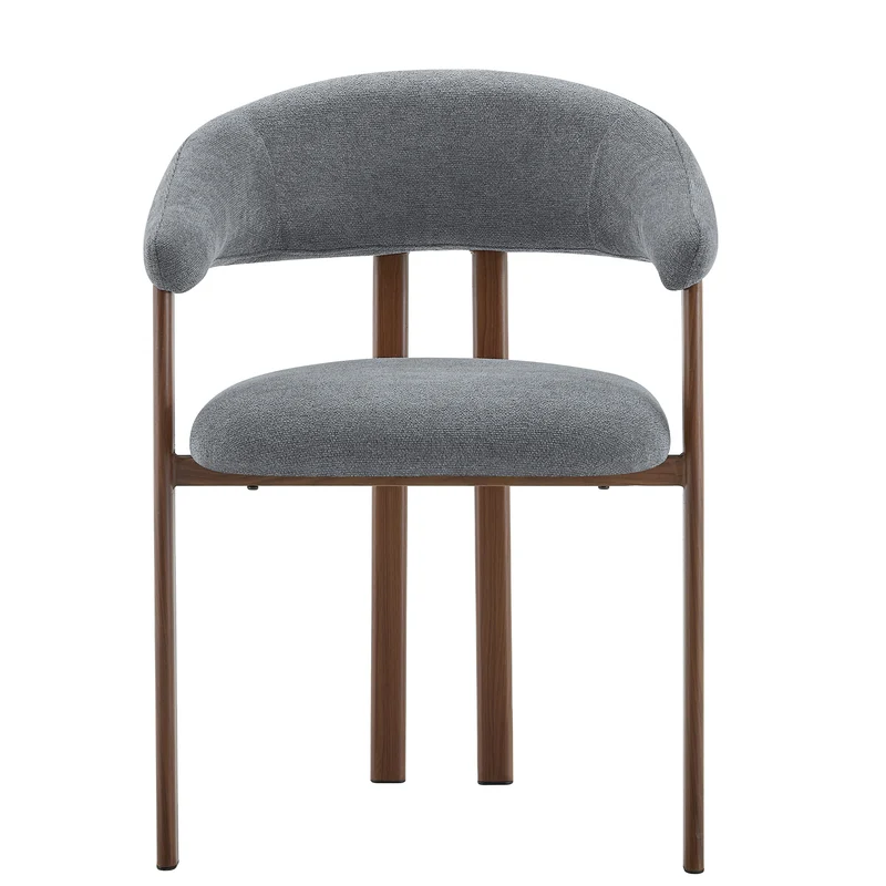 Lot de 2 chaises en lin gris clair, pieds métalliques effet bois noyer CLASSICCARTSET