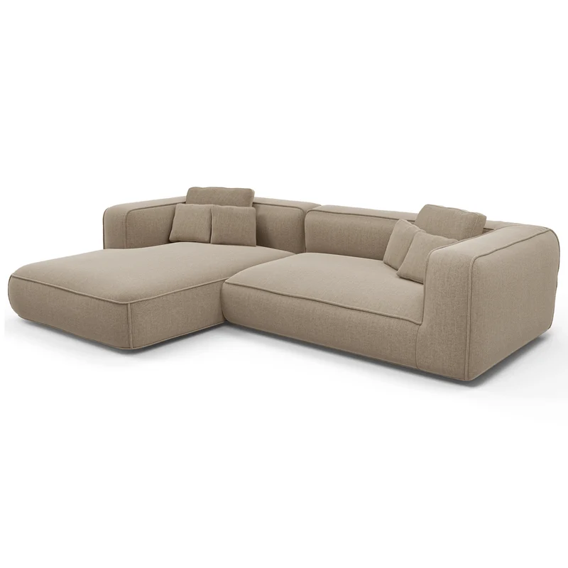 Canapé angle gauche ROMY Tissu tramé toucher doux