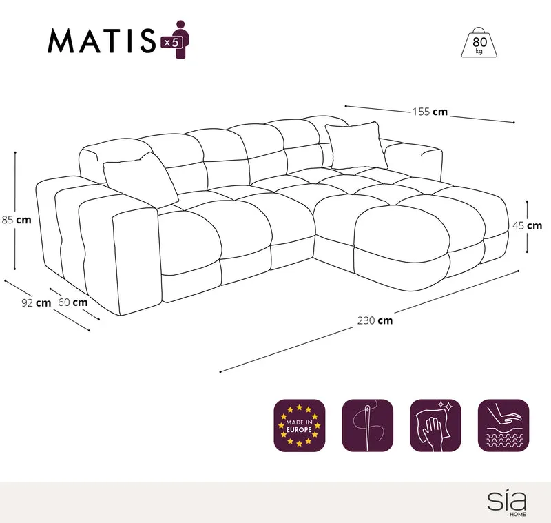 Canapé angle droit MATIS Velours