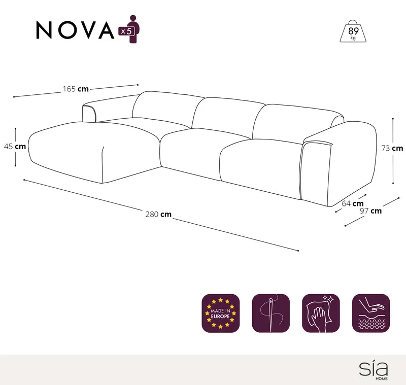 Canapé angle gauche NOVA Velours tramé