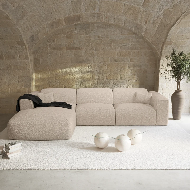 Canapé angle gauche NOVA Tissu bouclette