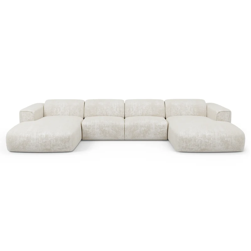 Canapé panoramique convertible express matelas Dunlopillo 140cm NOVA Velours tramé