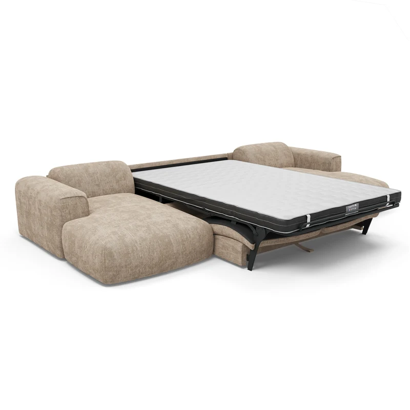 Canapé panoramique convertible express matelas Dunlopillo 140cm NOVA Velours tramé