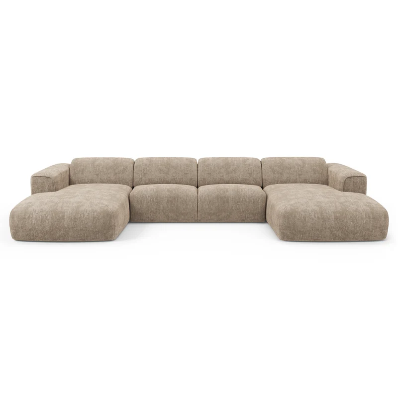 Canapé panoramique convertible express matelas Dunlopillo 140cm NOVA Velours tramé