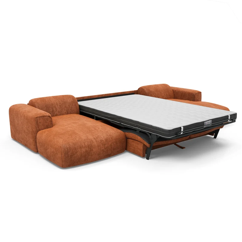 Canapé panoramique convertible express matelas Dunlopillo 140cm NOVA Velours tramé