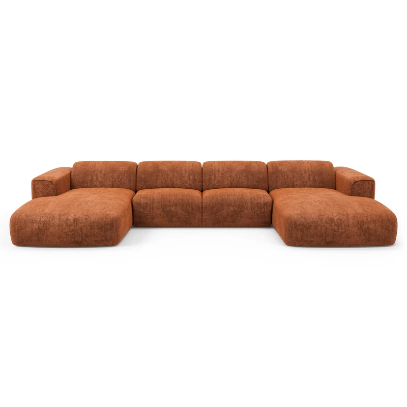 Canapé panoramique convertible express matelas Dunlopillo 140cm NOVA Velours tramé