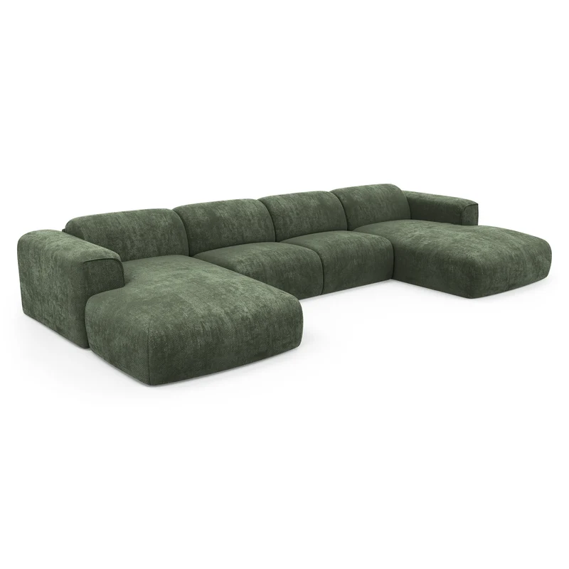 Canapé panoramique convertible express matelas Dunlopillo 140cm NOVA Velours tramé