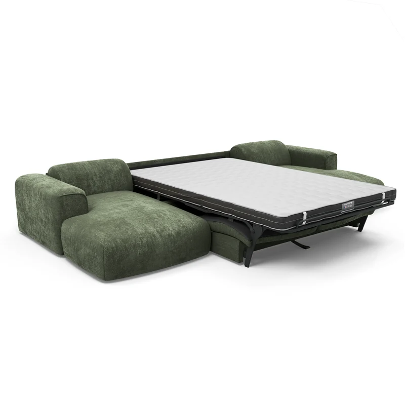 Canapé panoramique convertible express matelas Dunlopillo 140cm NOVA Velours tramé