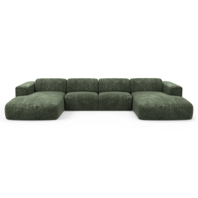 Canapé panoramique convertible express matelas Dunlopillo 140cm NOVA Velours tramé