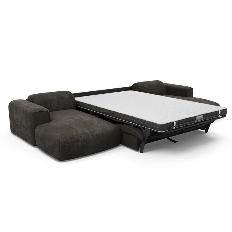Canapé panoramique convertible express matelas Dunlopillo 140cm NOVA Velours tramé