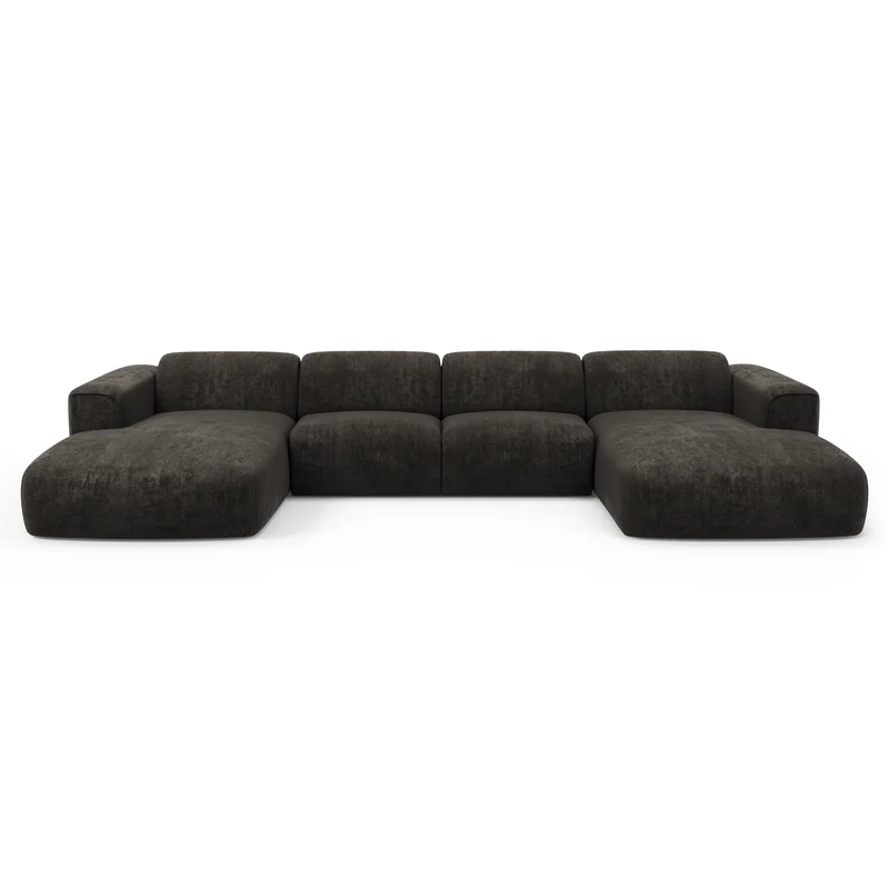 Canapé panoramique convertible express matelas Dunlopillo 140cm NOVA Velours tramé