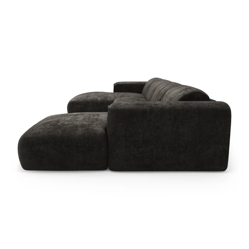 Canapé panoramique convertible express matelas Dunlopillo 140cm NOVA Velours tramé