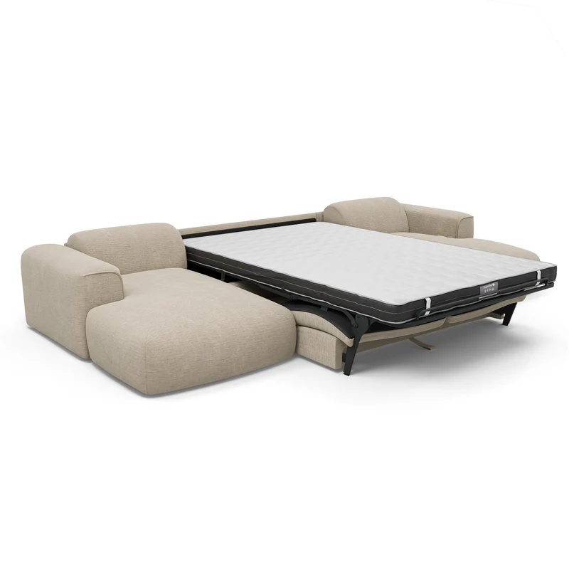 Canapé panoramique convertible express matelas Dunlopillo 140cm NOVA Velours texturé