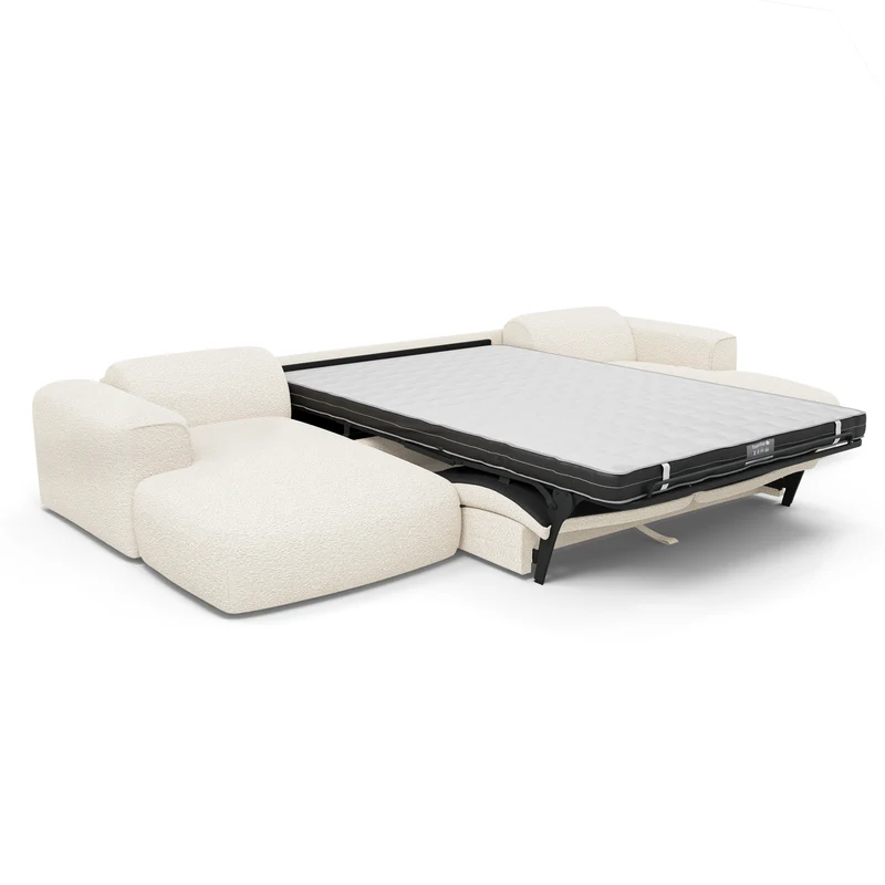 Canapé panoramique convertible express matelas Dunlopillo 140cm NOVA Tissu bouclette