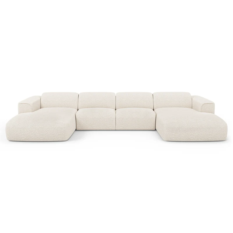 Canapé panoramique convertible express matelas Dunlopillo 140cm NOVA Tissu bouclette