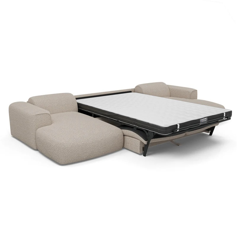 Canapé panoramique convertible express matelas Dunlopillo 140cm NOVA Tissu bouclette