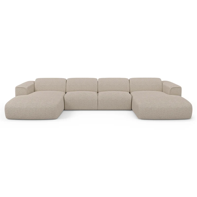 Canapé panoramique convertible express matelas Dunlopillo 140cm NOVA Tissu bouclette