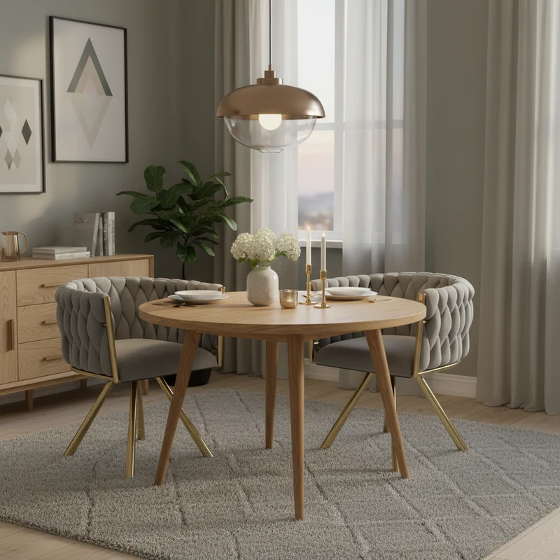 Lot de 2 chaises de salle à manger pivotant 360° velours gris matelassé et base doré EPICUTICL