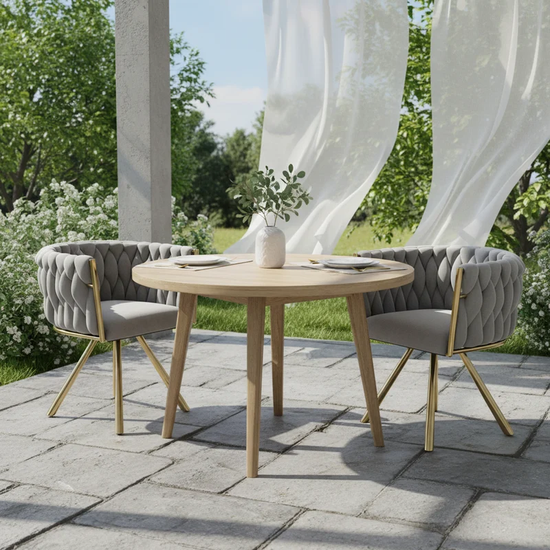 Lot de 2 chaises de salle à manger pivotant 360° velours gris matelassé et base doré EPICUTICL