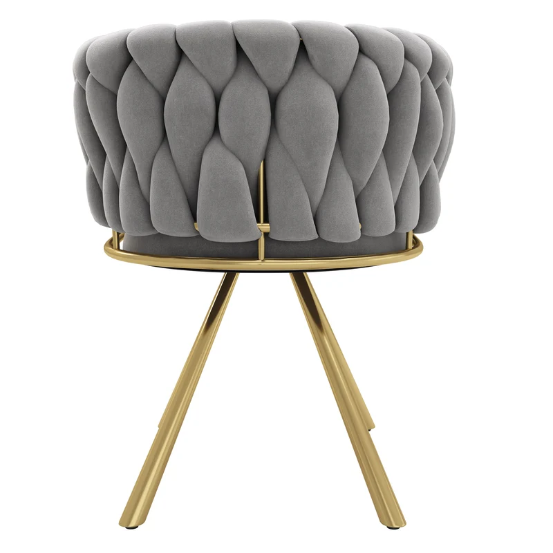 Lot de 2 chaises de salle à manger pivotant 360° velours gris matelassé et base doré EPICUTICL