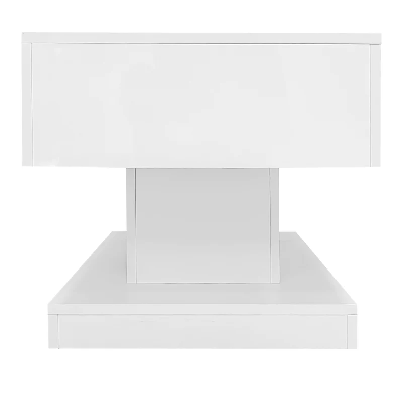Table basse blanche relevable avec éclairage LED et 1 tiroir 100*50*45cm OIL
