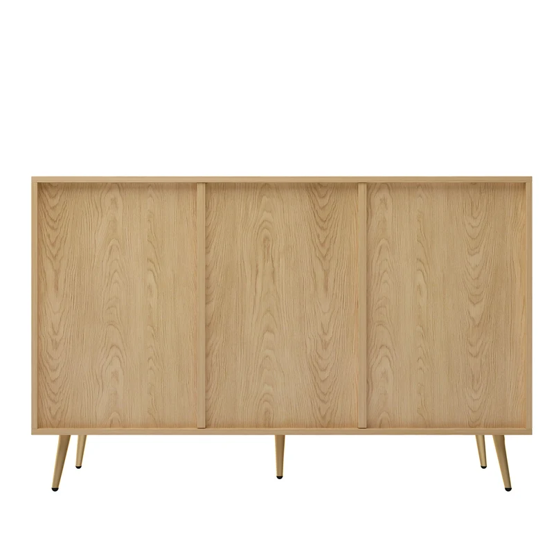 Buffet effet bois motif géométrique et 9 tiroirs accent doré COPAL