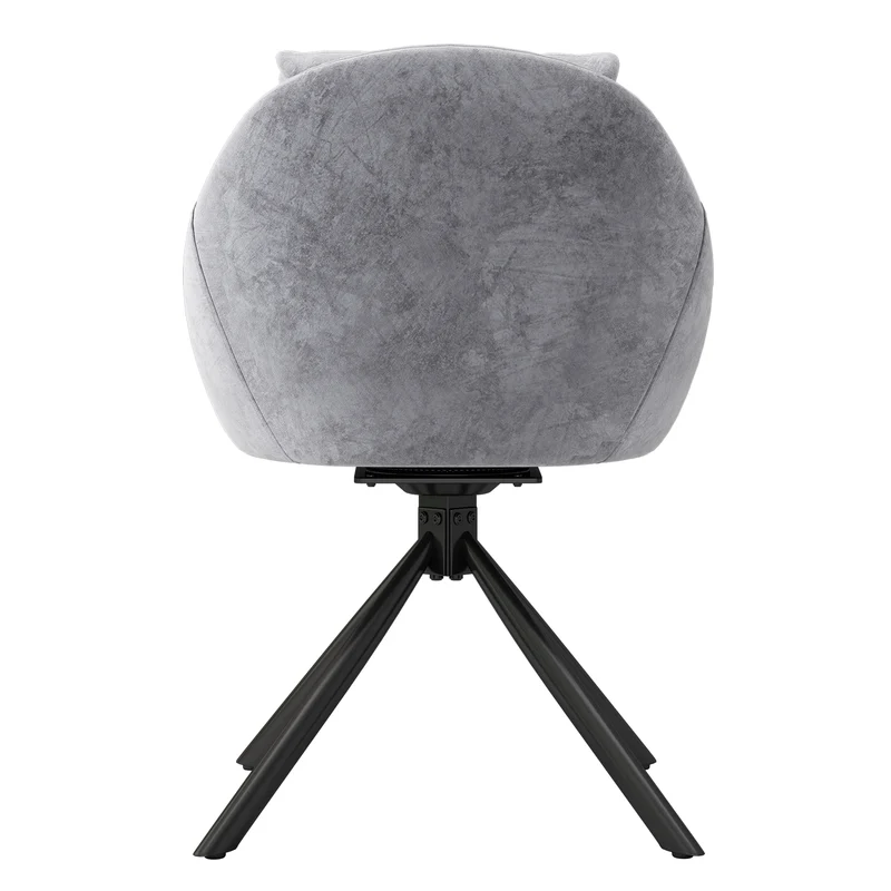 Lot de 2 chaises de salle à manger velours gris pivotant piètement noir et coussin ILTURS