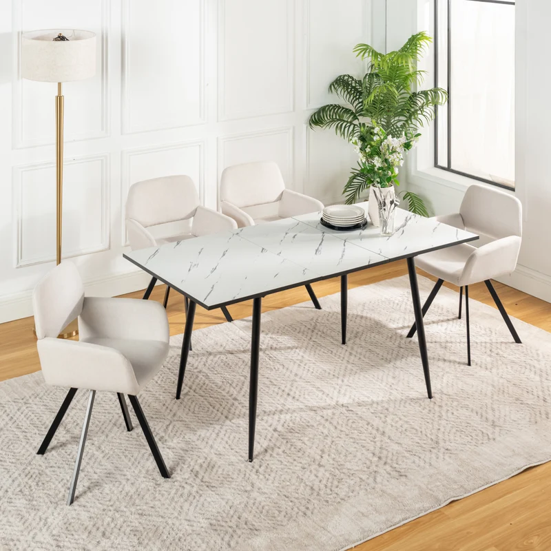 Lot de 4 chaises de salle à manger scandinaves rotative tissu beige CALIFORNIA KD BEIGE SWIVEL X2