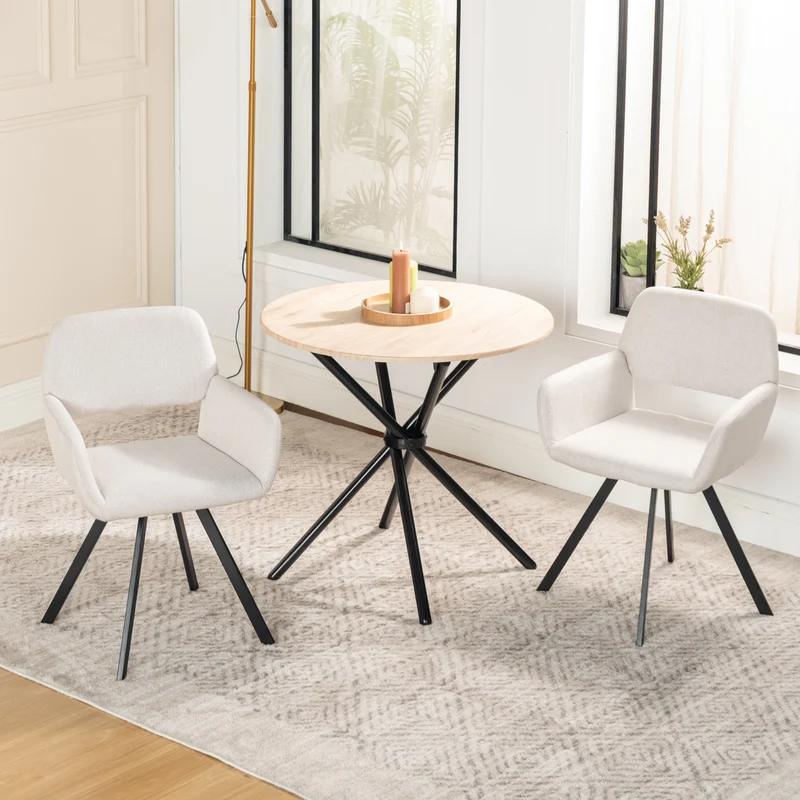 Lot de 4 chaises de salle à manger scandinaves rotative tissu beige CALIFORNIA KD BEIGE SWIVEL X2