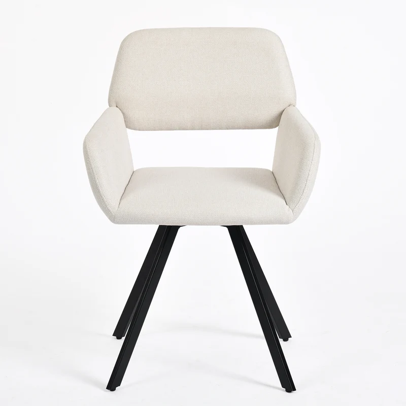 Lot de 4 chaises de salle à manger scandinaves rotative tissu beige CALIFORNIA KD BEIGE SWIVEL X2