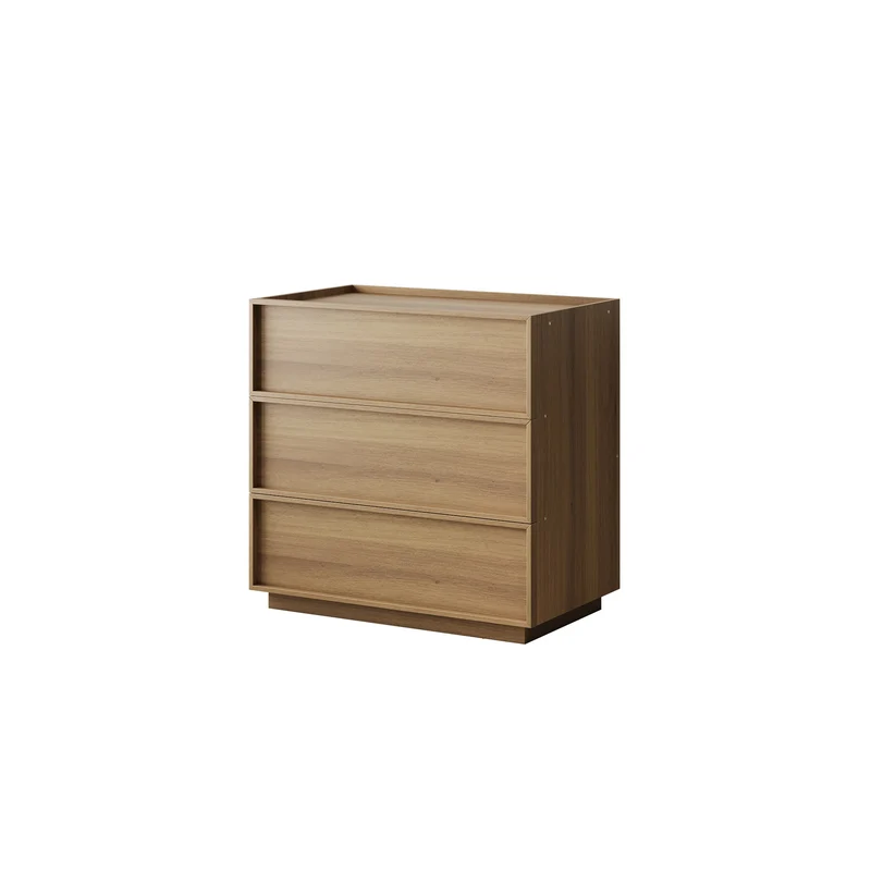 Buffet commode effet bois chêne 3 tiroirs 80x48x78cm ELYSIUME