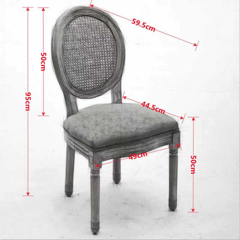 Lot de 2 chaises de salle à manger médaillon en bois massif, et lin beige, dossier rotin HOLOBIONT
