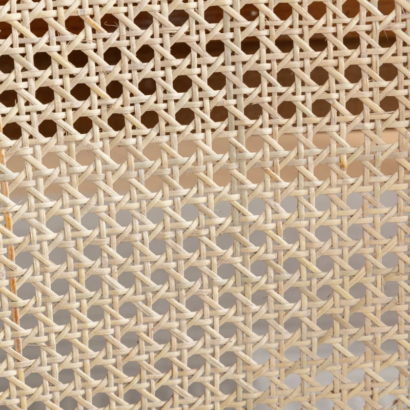 Lot de 2 chaises de salle à manger médaillon en bois massif, et lin beige, dossier rotin HOLOBIONT
