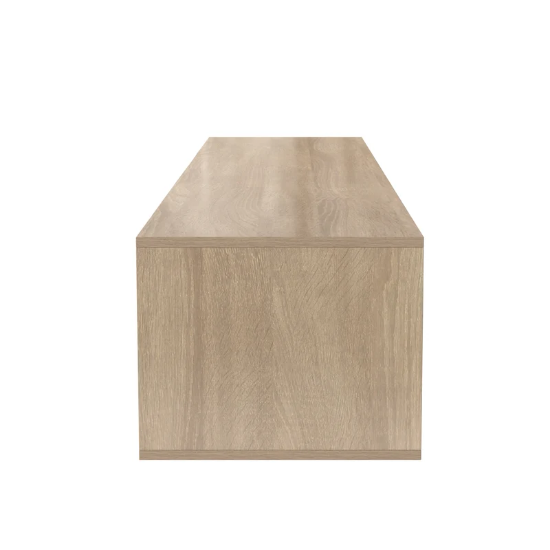 Meuble TV haut brillant blanc et effet bois 180x35x30 cm avec éclairage LED multicolore LIMESTONEBLUFF