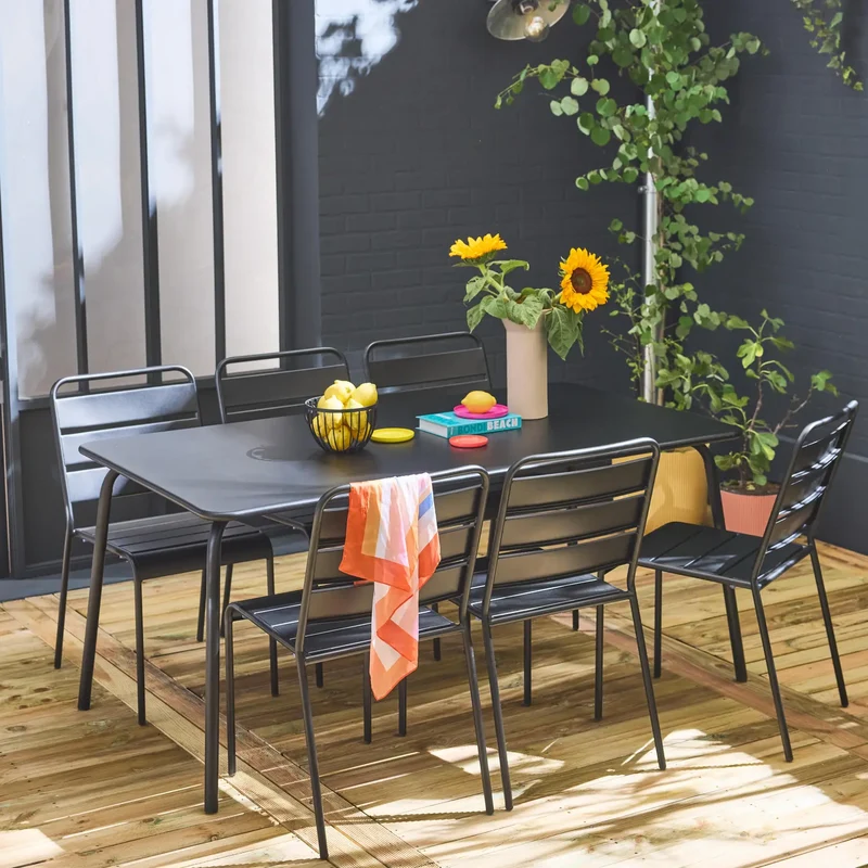 Table de jardin en métal avec 6 chaises Monceau