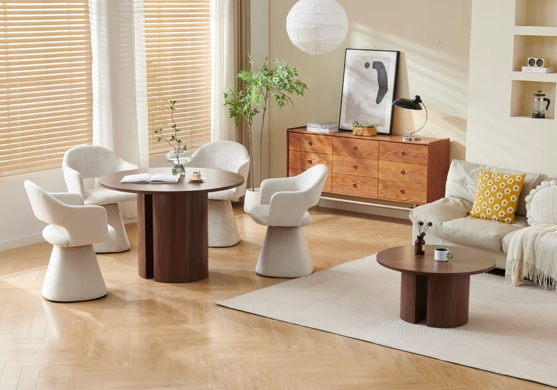 Table basse ronde bois noyer foncé - Arca
