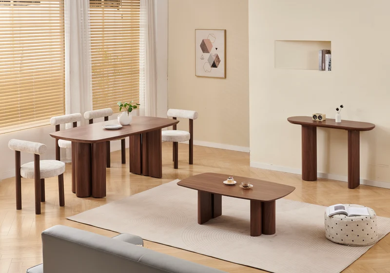 Table basse ovale bois noyer foncé - Doria