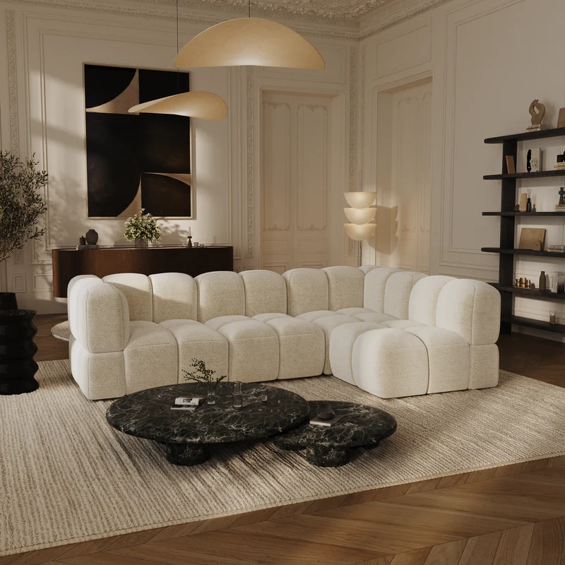 Canapé d'angle droit modulable NUBI 256 x 167 cm