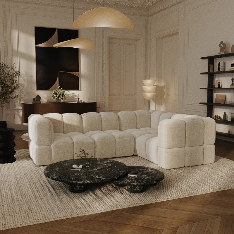 Canapé d'angle droit modulable NUBI 256 x 178 cm