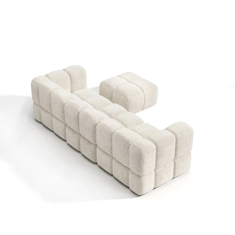Canapé d'angle droit modulable NUBI avec pouf