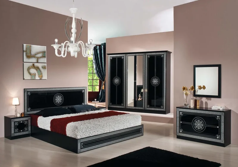 Chambre versace pas cher noir LUNA