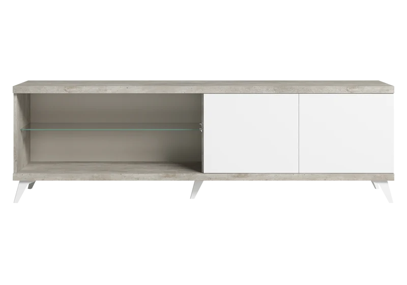 Meuble TV 200 cm blanc laqué béton avec niche – Treviso
