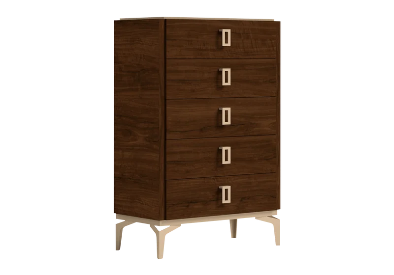 Chambre 160x200 noyer laqué semainier – Eva