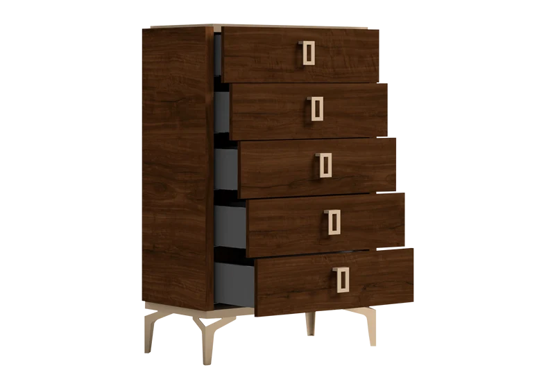 Chambre 160x200 noyer laqué semainier – Eva
