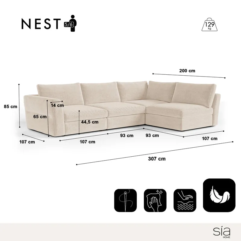 Canapé d'angle droit modulable 5-6 places Nest