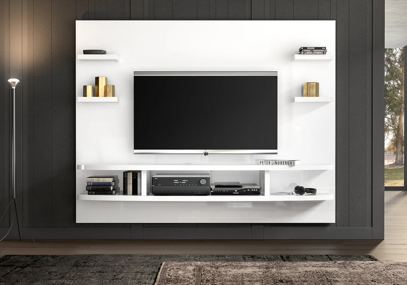 Meuble mural tv blanc moderne - Bianca