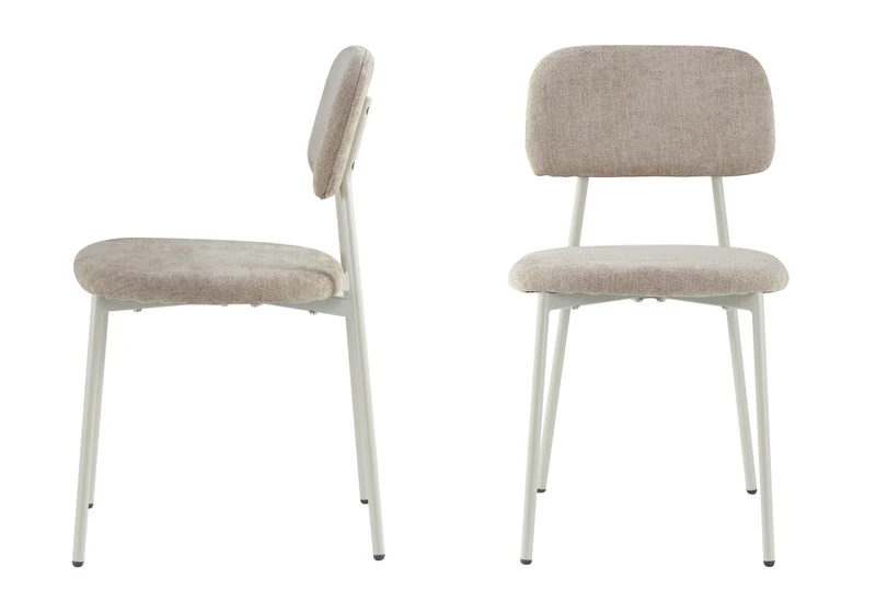 Chaise salle à manger tissu sable pieds taupe - Vika x4