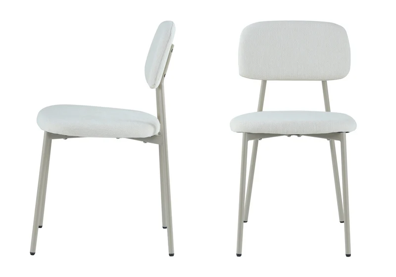 Chaise salle à manger tissu beige pieds taupe - Vika x4